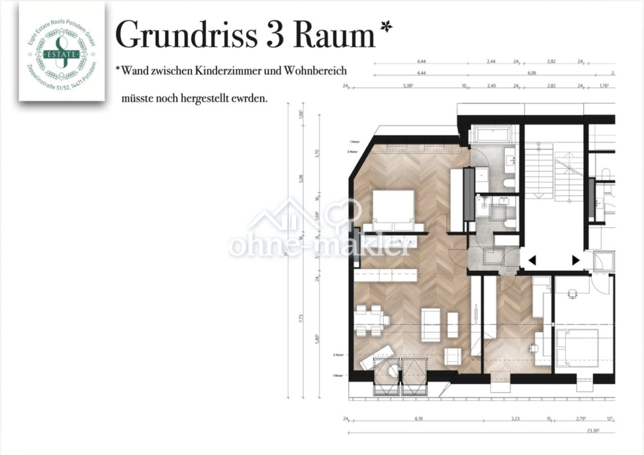 3 Zimmer ( möglich )