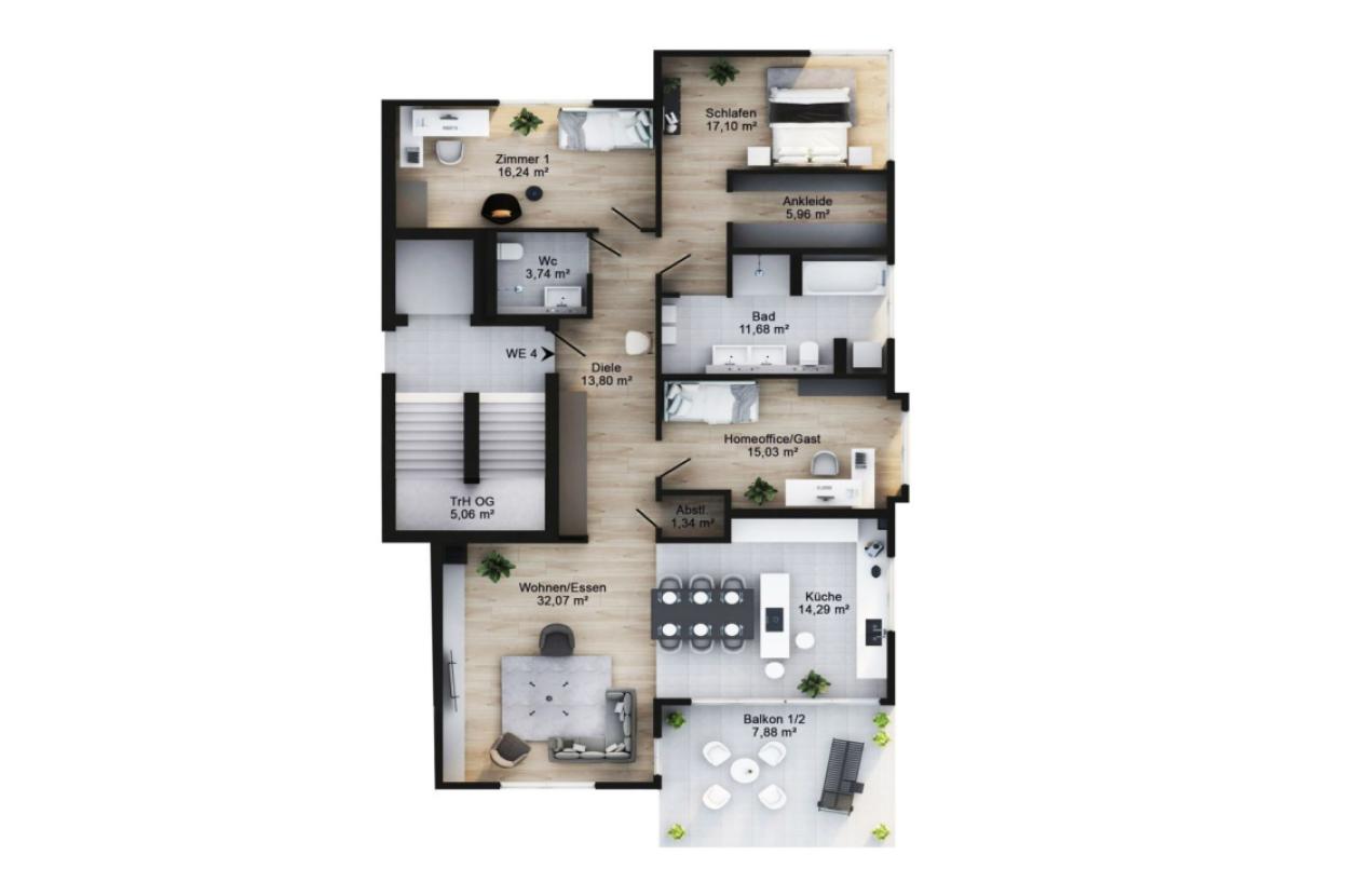 Grundriss Skizze Whg Nr. 4