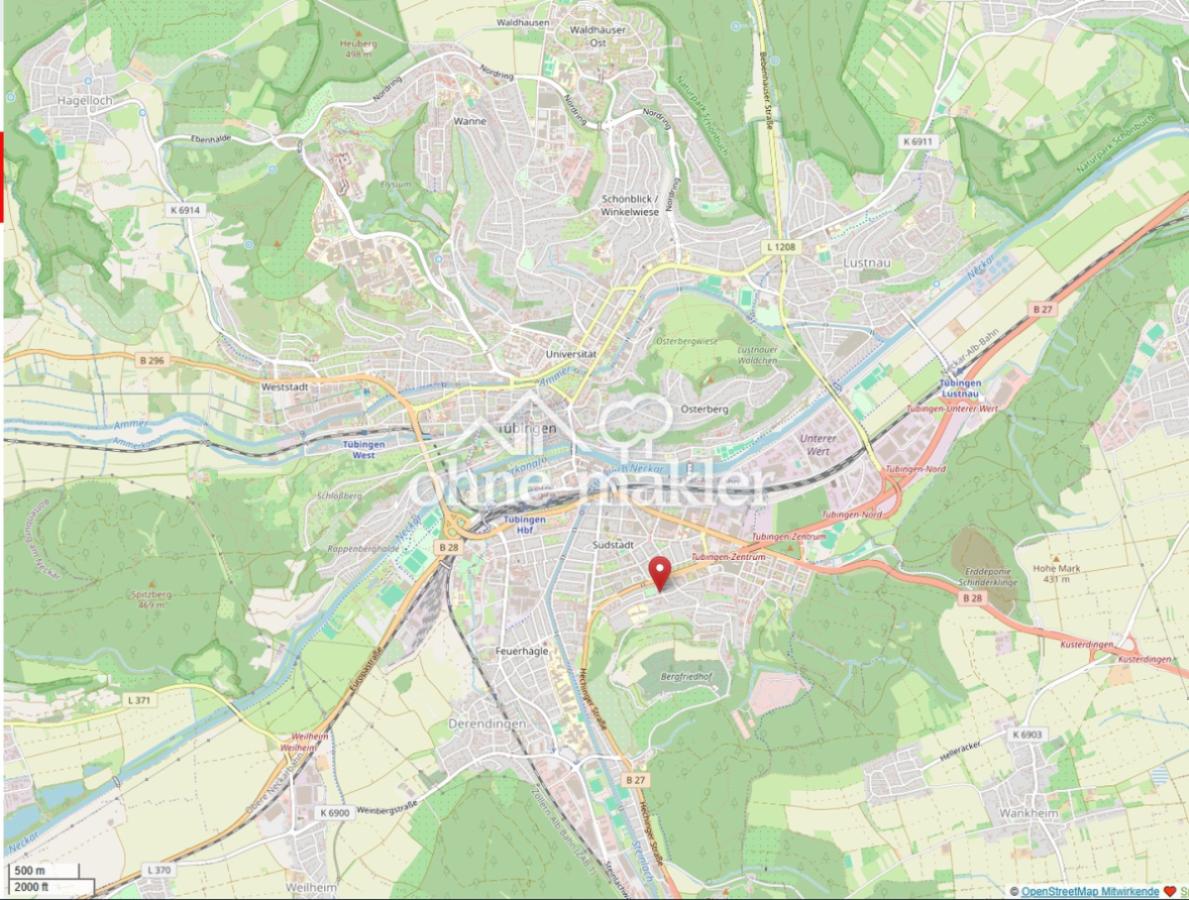 Lage in der Tübinger Südstadt