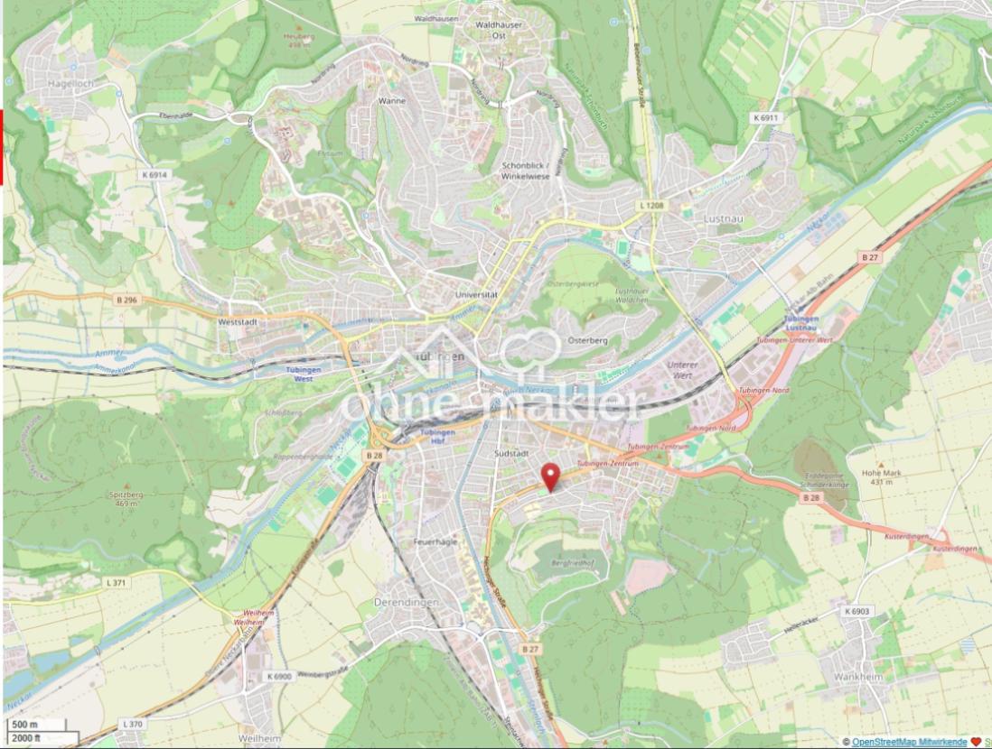 Lage in der Tübinger Südstadt