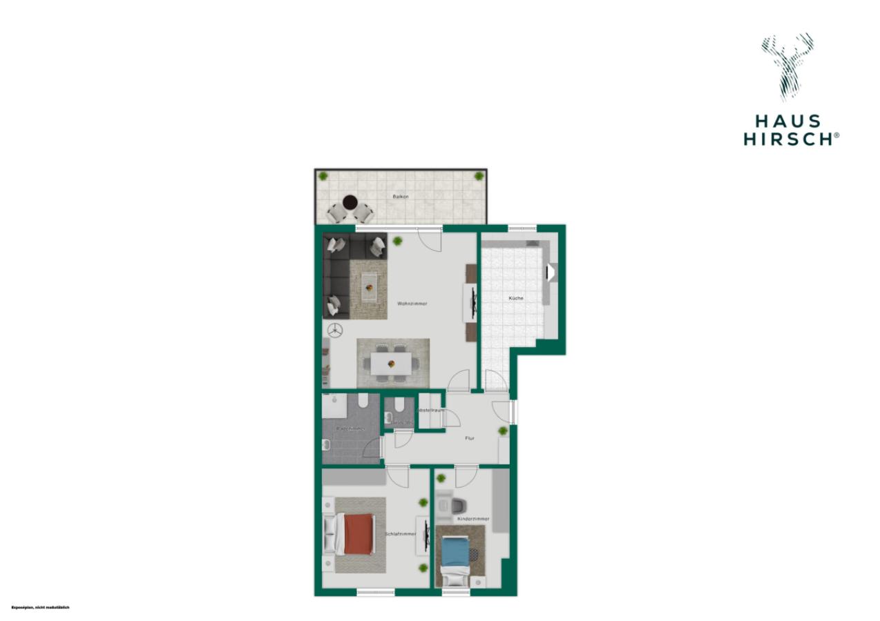 Grundriss mit Einrichtungsbeispiel