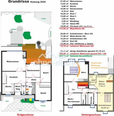 Grundriss mit Kalkulation