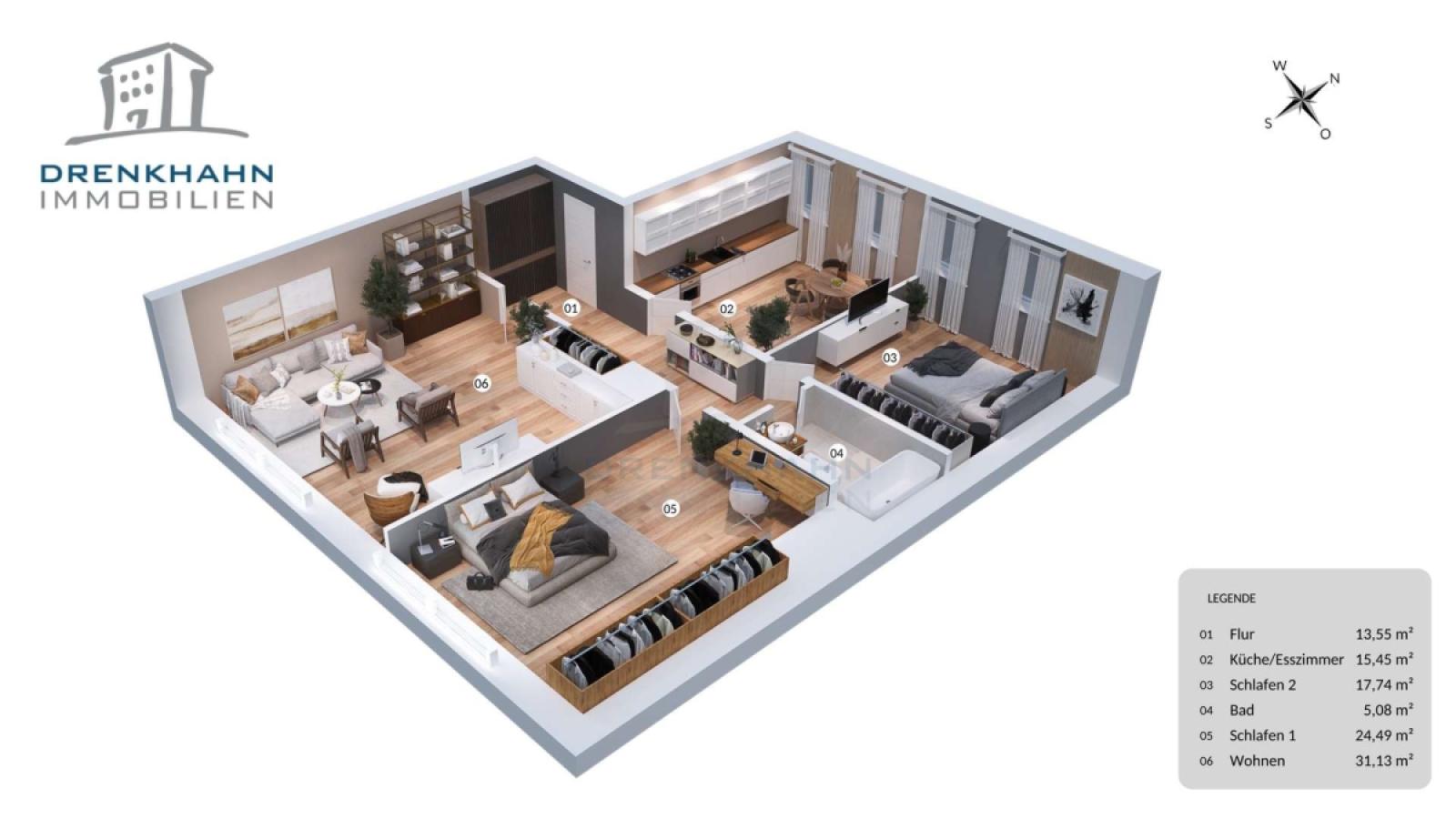 3D Grundriss WE02 2.OG rechts
