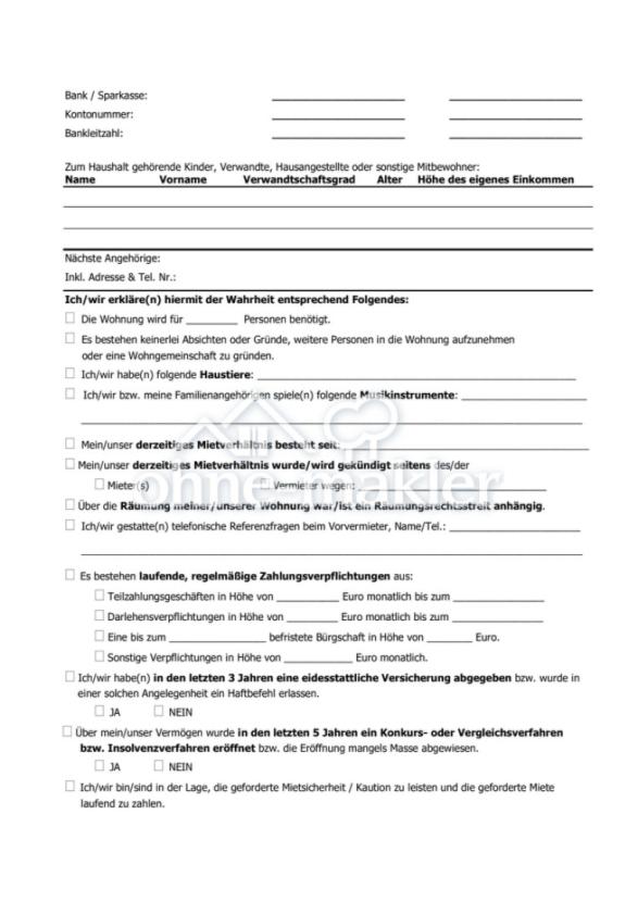 Selbstauskunftsformular 2