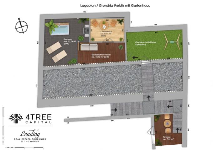 Lageplan / Grundriss Freisitz mit Gartenhaus