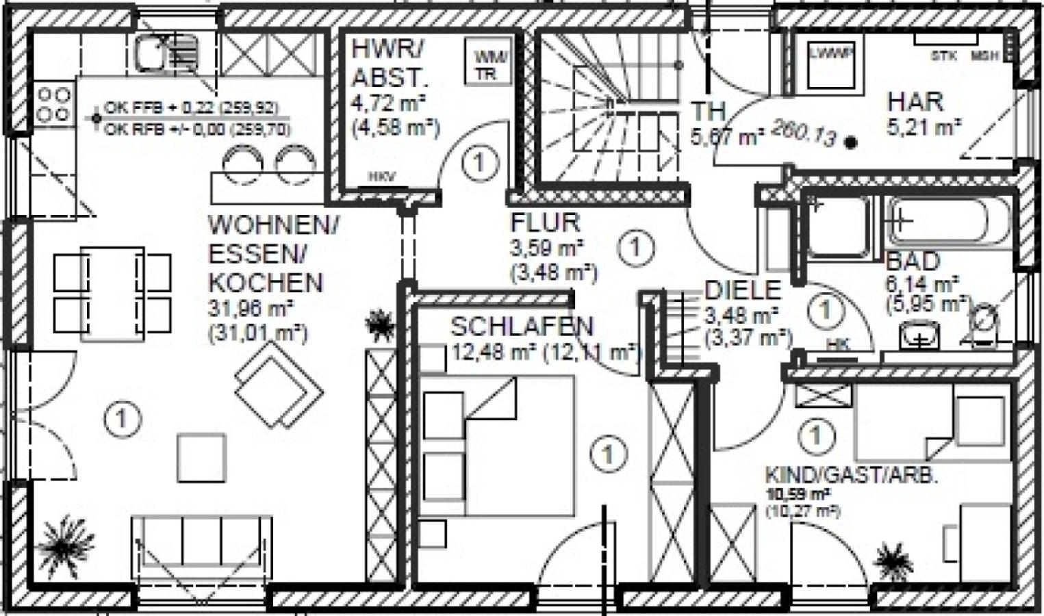 Grundriss EG Haus 1