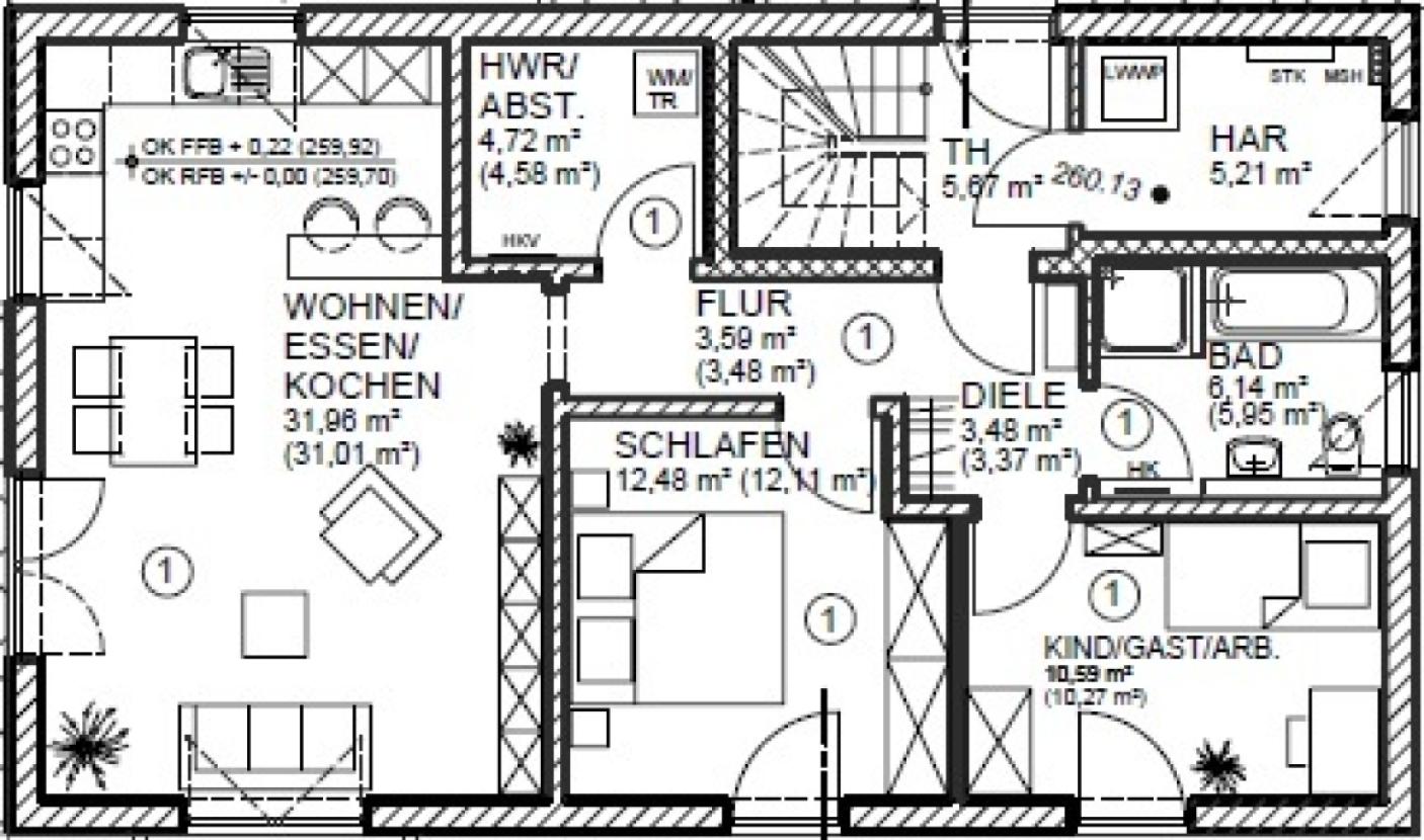 Grundriss EG Haus 1
