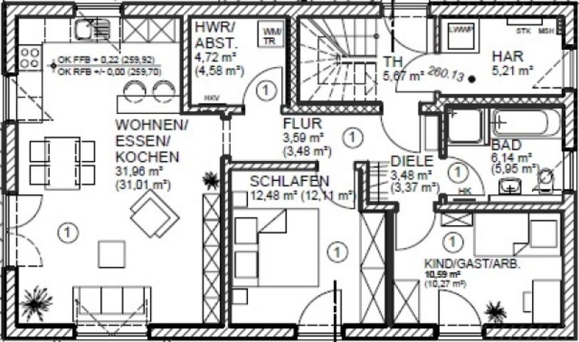 Grundriss EG Haus 1
