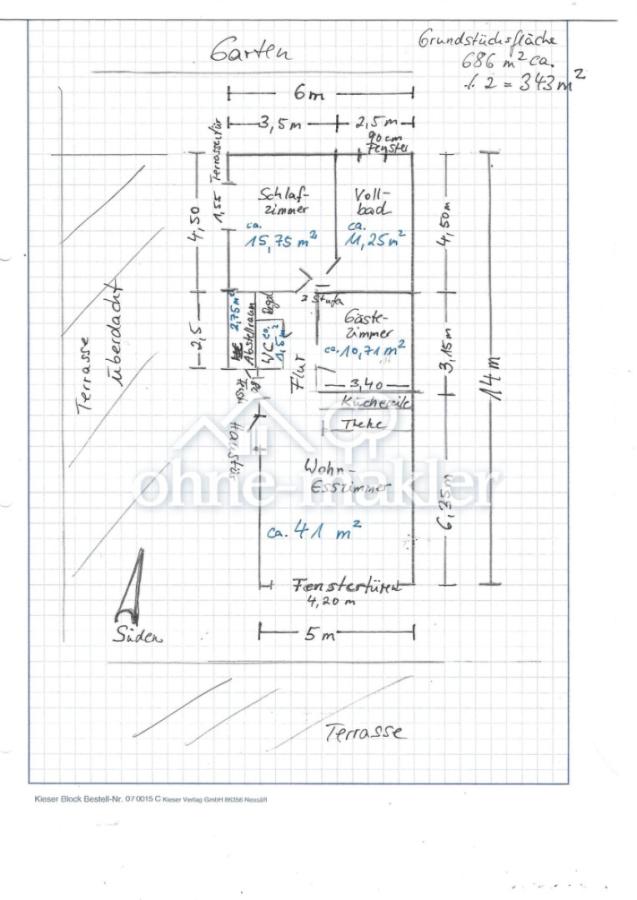 Grundriss Bungalowhälfte 1. WE