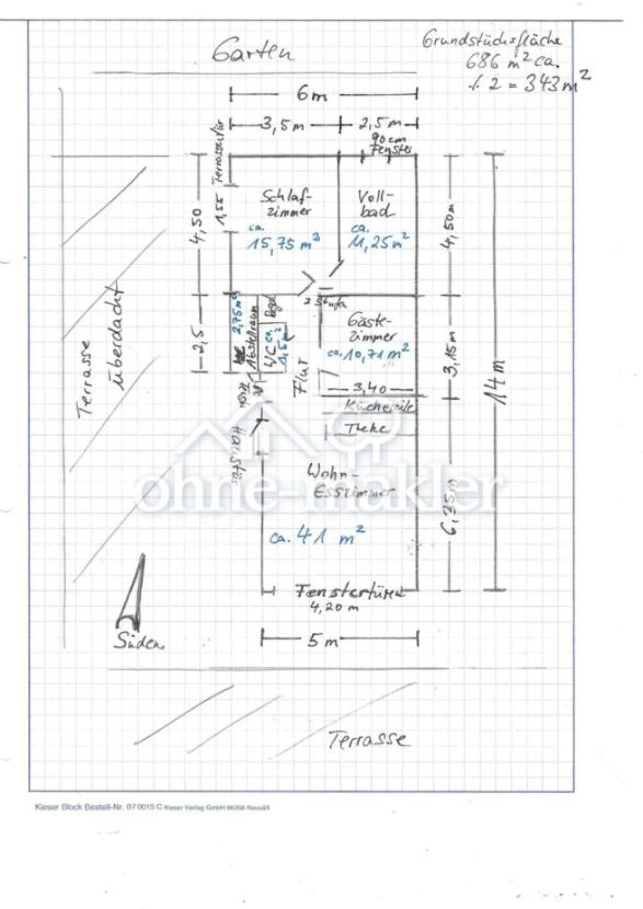 Grundriss Bungalowhälfte 1. WE