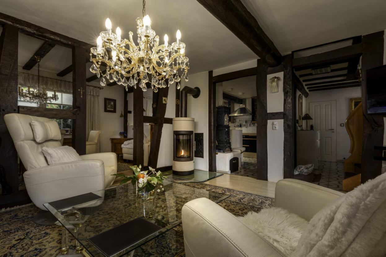 Gemütliches Wohnzimmer + Kamin