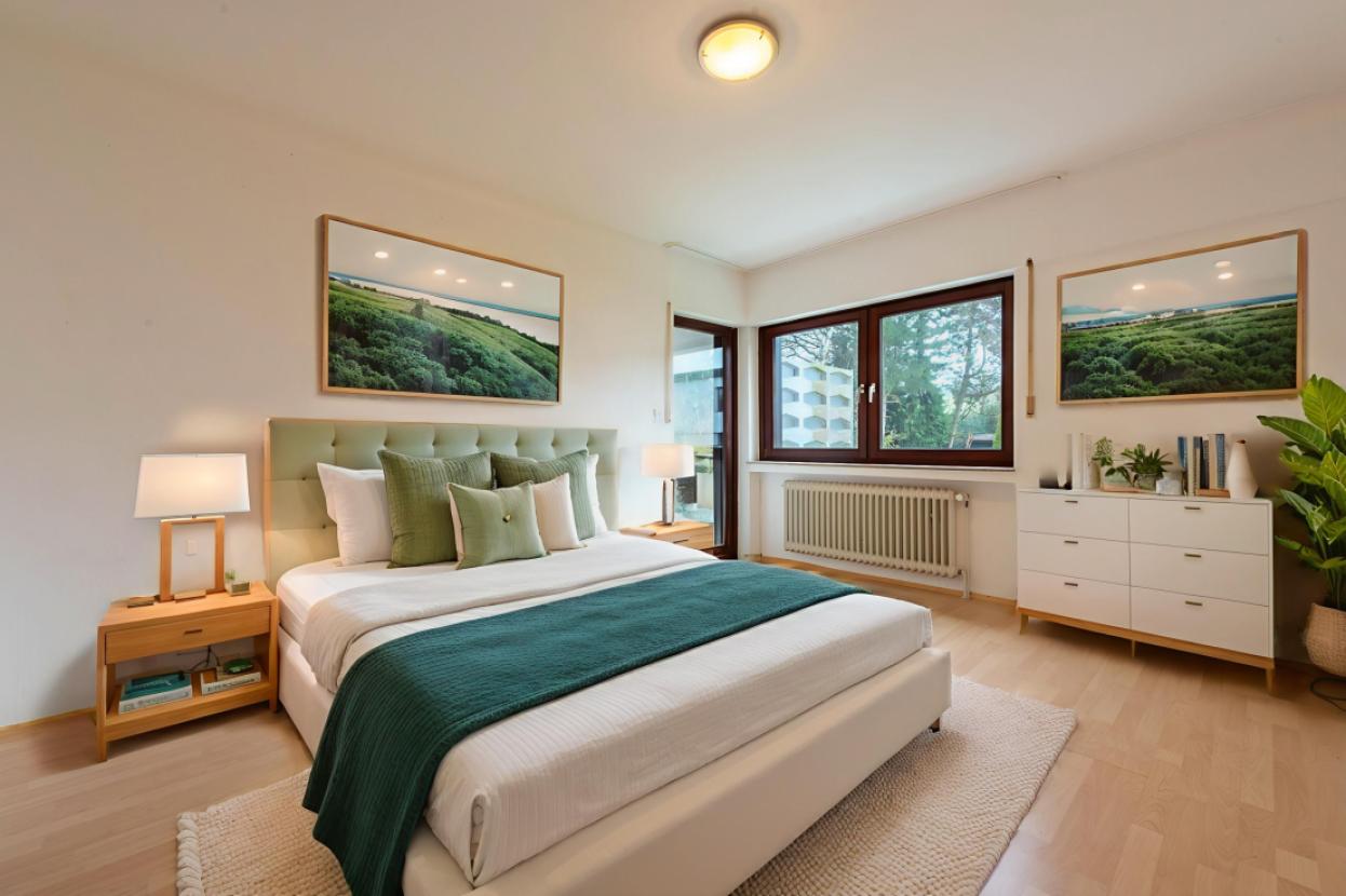 Ansicht Schlafzimmer (Beispiel-Möblierung)