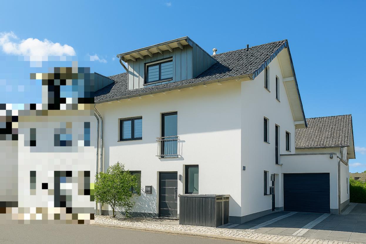 Hausansicht mit Duplexgarage
