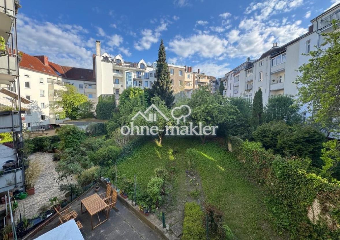 Blick Balkon Gartennutzung