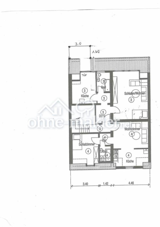 Grundriss mit Ansatzbalkon