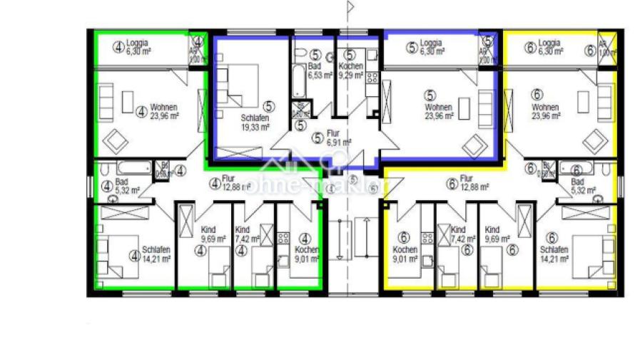 Wohnung 4 links, grün markier 