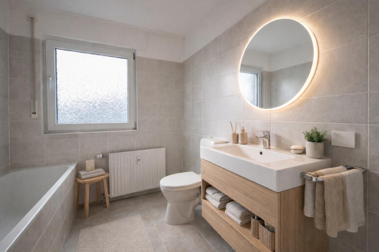 Badezimmer Virtual Staging Modernisierungsbeipsiel