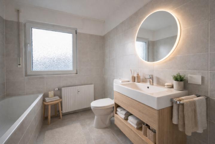 Badezimmer Virtual Staging Modernisierungsbeipsiel