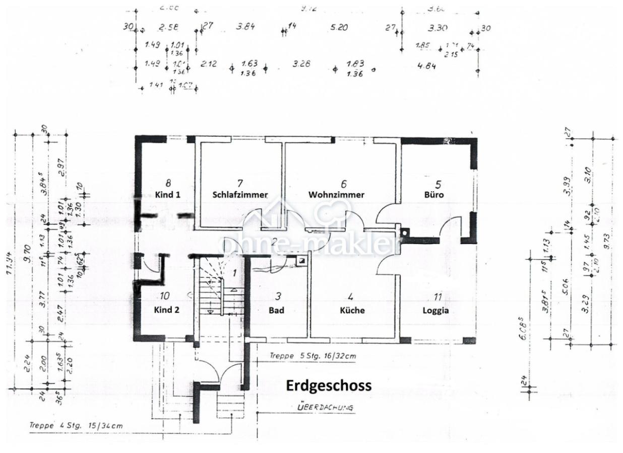 Erdgeschoss: 5 Zimmer Kü Bad L