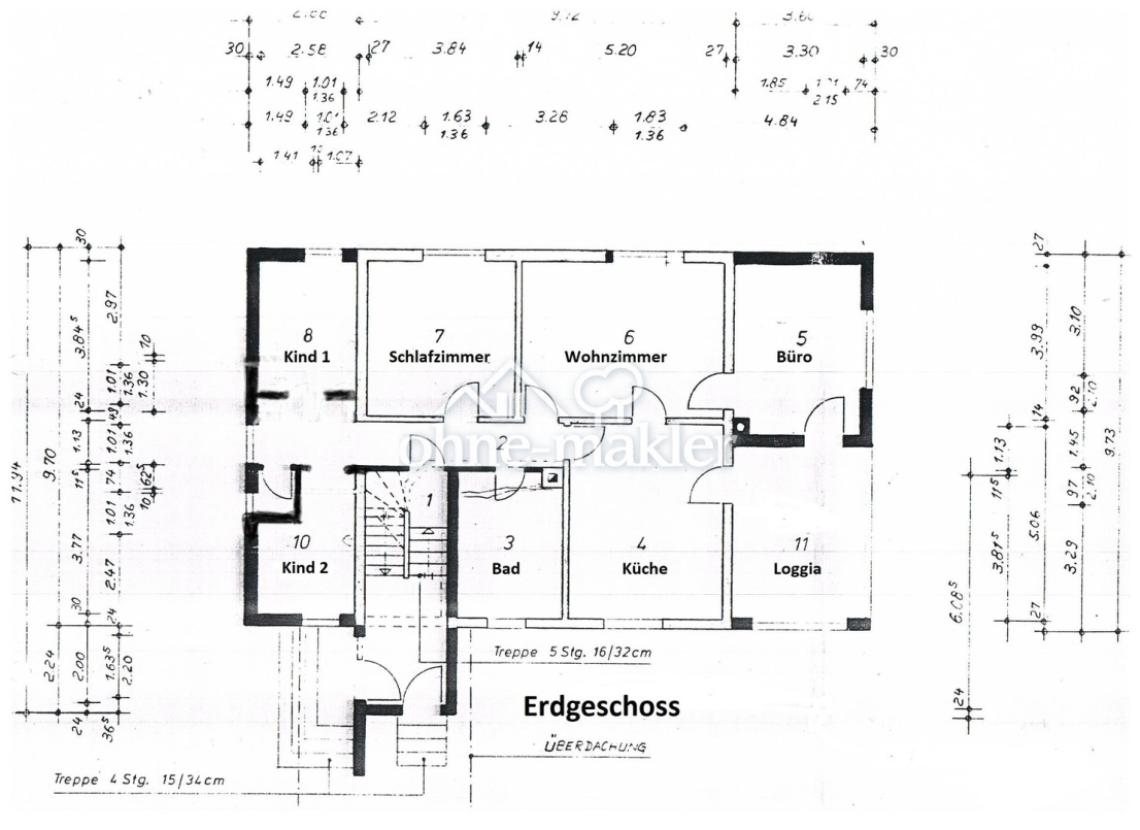 Erdgeschoss: 5 Zimmer Kü Bad L