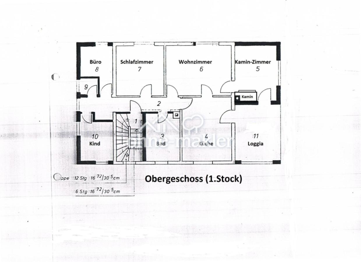 1.OG: 5 Zimmer Kü Bad Loggia
