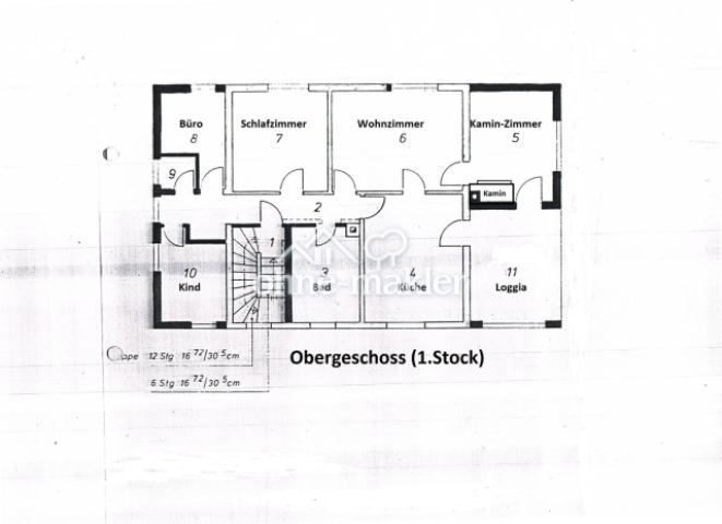 1.OG: 5 Zimmer Kü Bad Loggia
