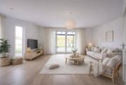 Skandinavisches Wohnzimmer mit natürlichem Licht