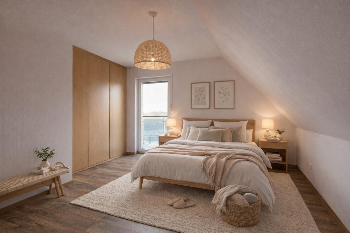 Skandinavisches Schlafzimmer im Dachgeschoss