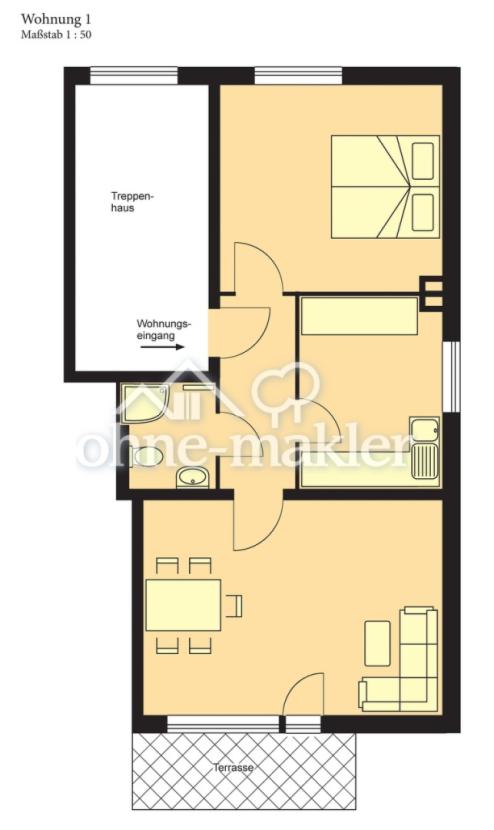 Grundriss Zwei-Zimmer-Wohnung