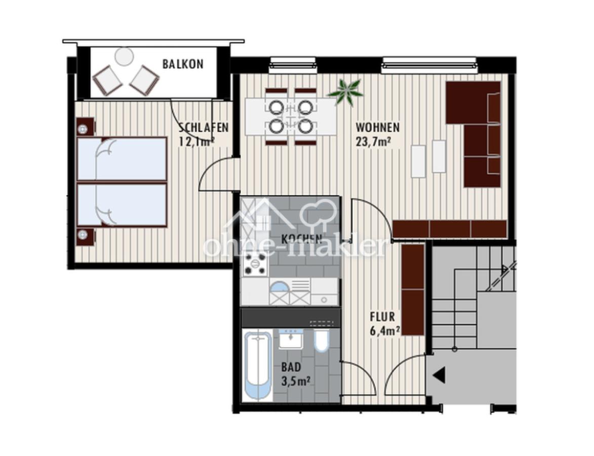 2-Raumwohnung mit Balkon