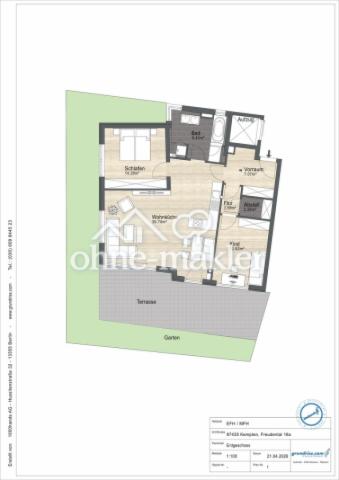 Grundriss mit Gartenanteil