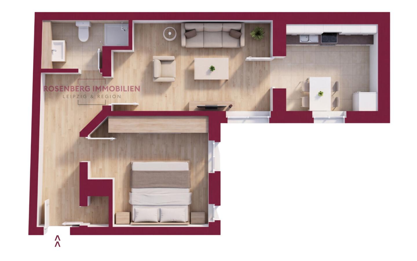 Immobilie in Halle zu verkaufen_2-Raum_Grundriss