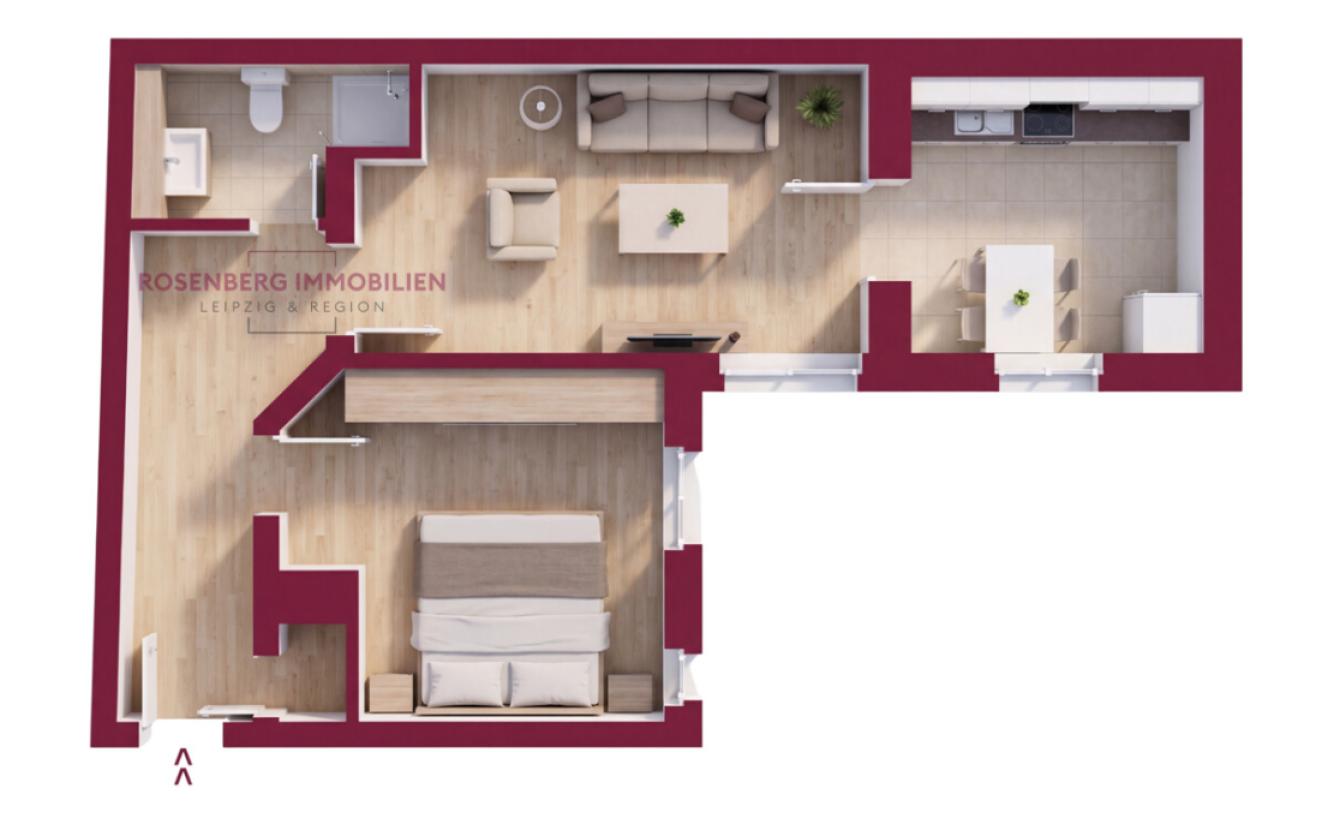 Immobilie in Halle zu verkaufen_2-Raum_Grundriss
