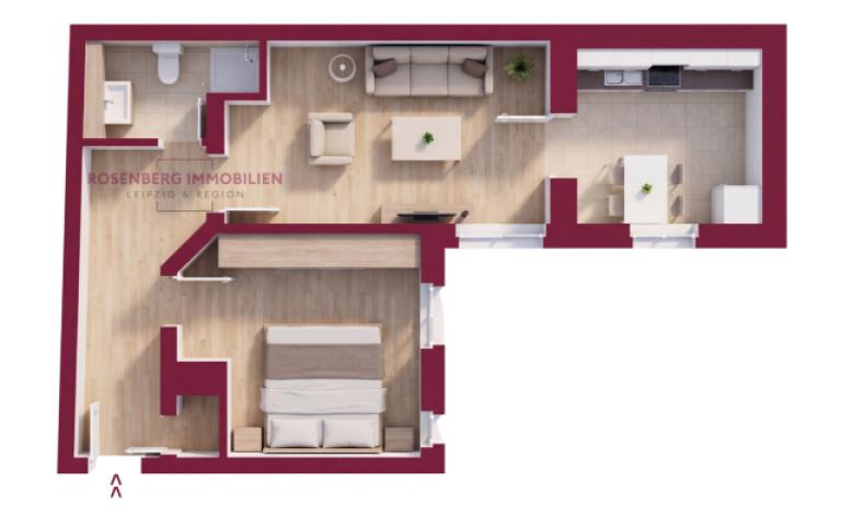 Immobilie in Halle zu verkaufen_2-Raum_Grundriss
