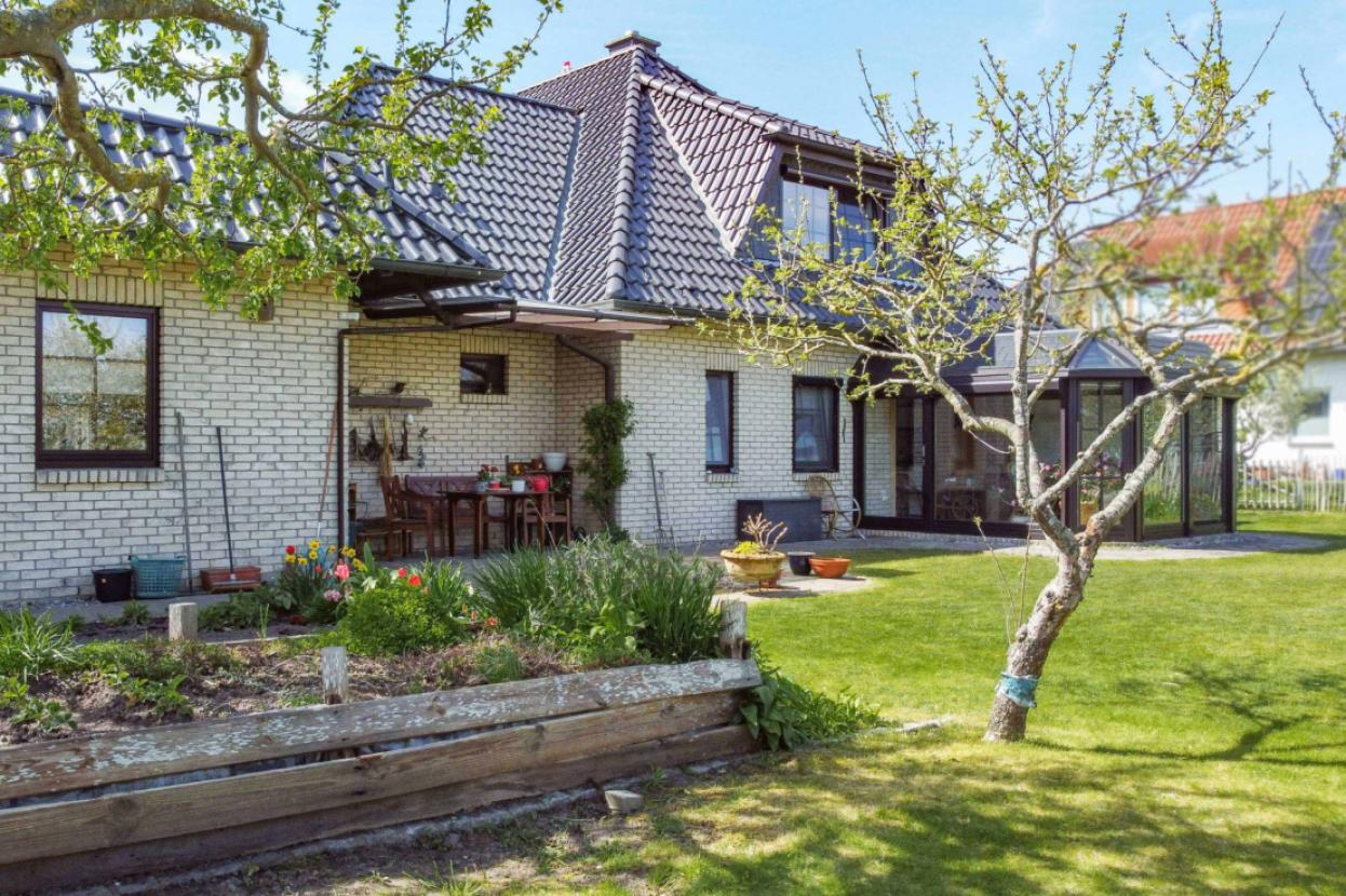 Garten mit Blick auf das Haus