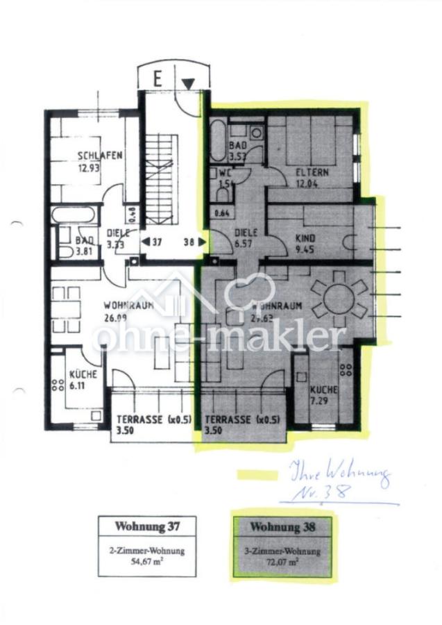 Rechte Wohnung
