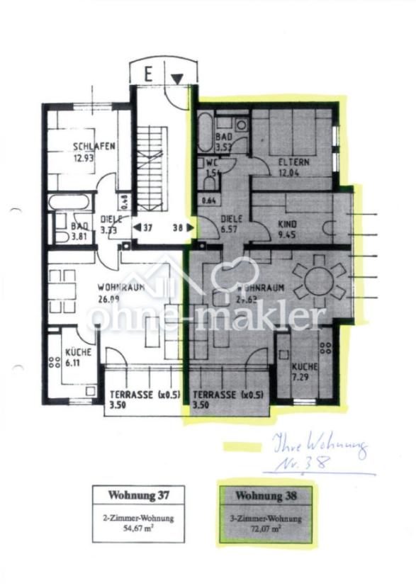 Rechte Wohnung