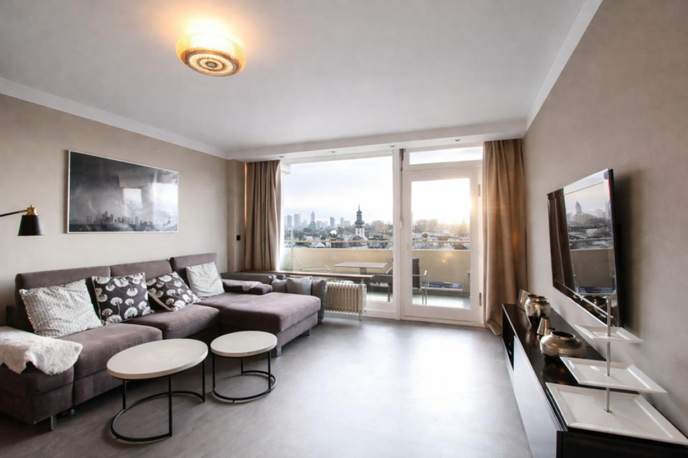 Wohnzimmer Skylineblick