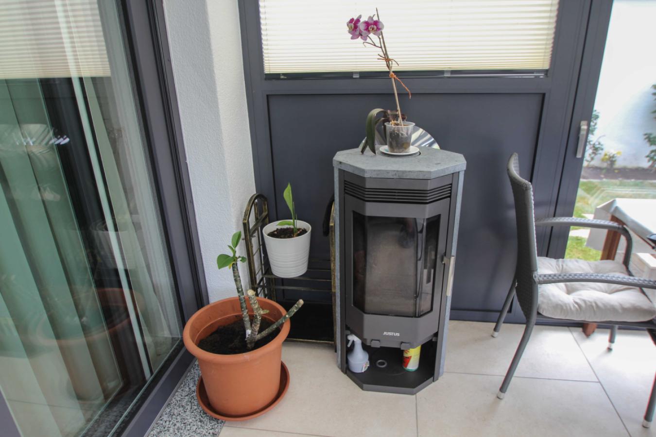 Kamin im Wintergarten