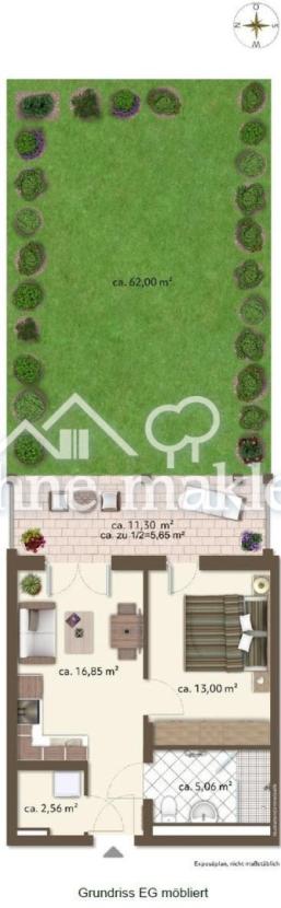 Grundriss EG möbliert/Garten