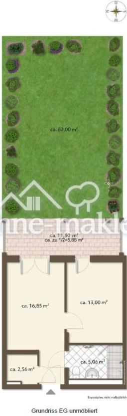 Grundriss EG unmöbliert/Garten