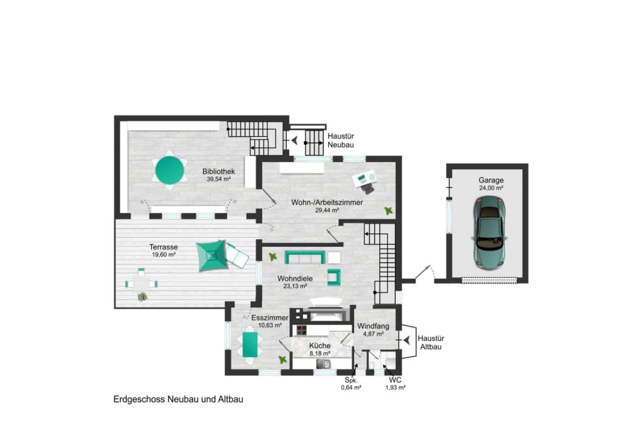 Erdgeschoss Neubau und Altbau