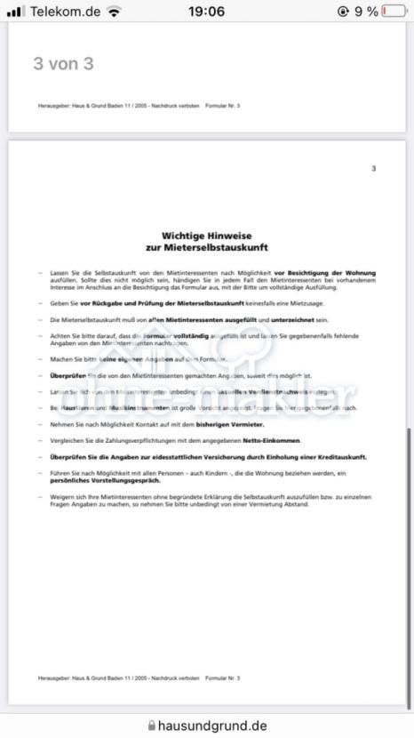 Selbstauskunft lll