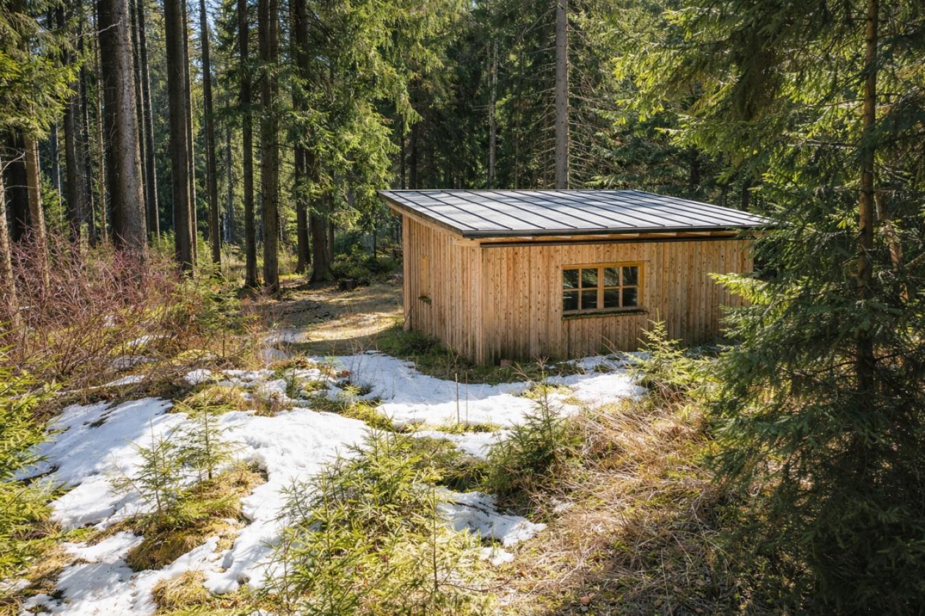 eigenes Waldstück mit Hütte