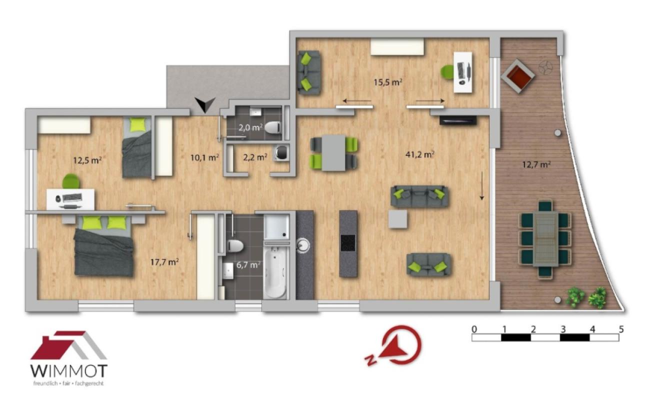 Grundriss 4 Zi Whg