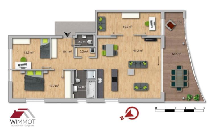 Grundriss 4 Zi Whg