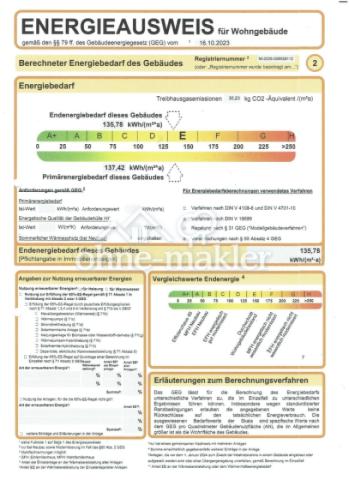 Energiebedarf 135,78kWh/m²*a)