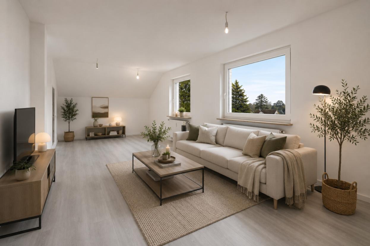 Teilweise virtuell möbliert - Wohnzimmer