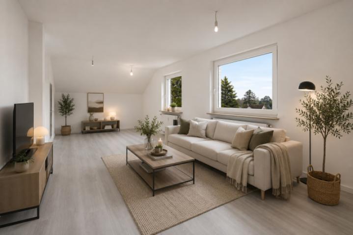 Teilweise virtuell möbliert - Wohnzimmer
