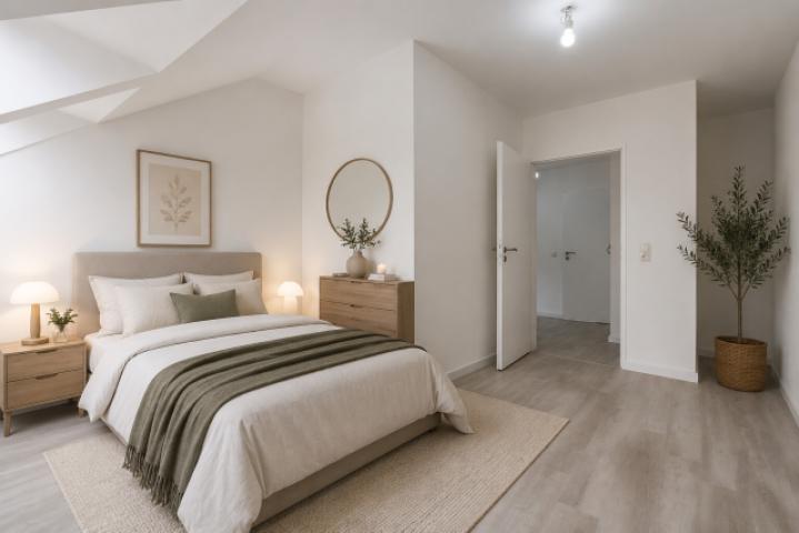 Teilweise virtuell möbliert -  Schlafzimmer